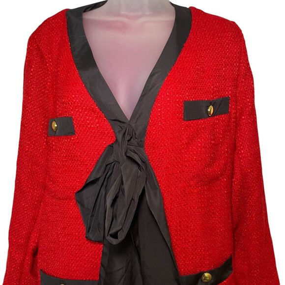 Pomander Place Red Coco Tweed Bow Dress XL NWT - Picture 4 of 6